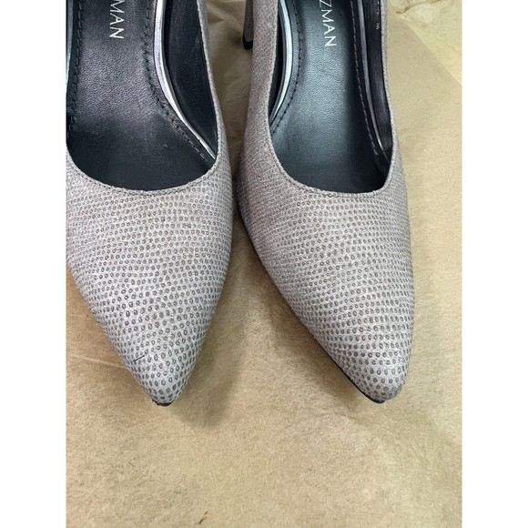 Stuart‎ Weitzman Grey Textured Suede Pointed Square Toe Pumps 3” Women’s Sz 7.5 - Picture 10 of 12